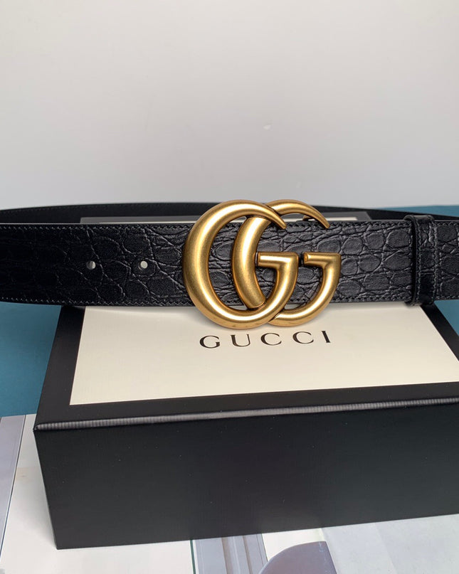 Gucci GG Marmont Caiman Belt With Shiny Buckle 406831