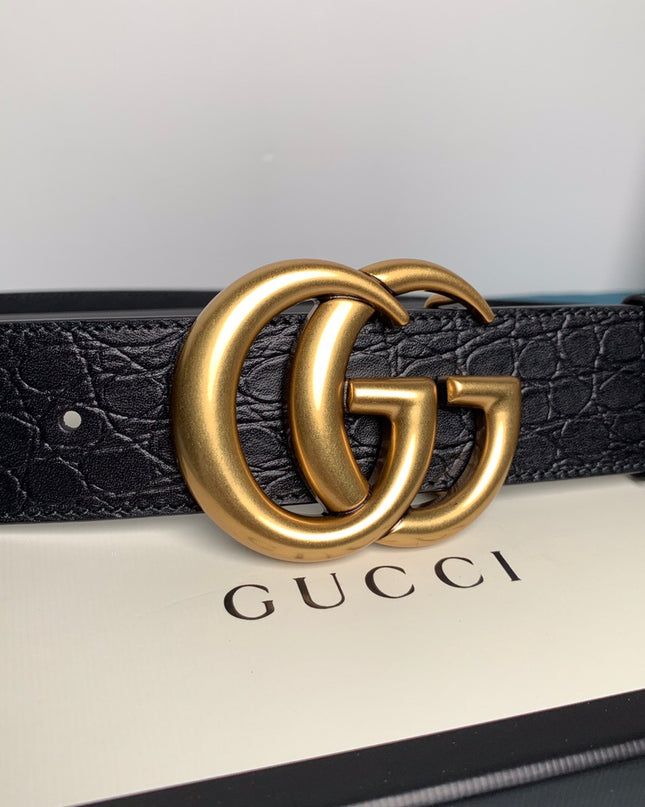 Gucci GG Marmont Caiman Belt With Shiny Buckle 406831