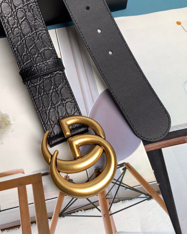 Gucci GG Marmont Caiman Belt With Shiny Buckle 406831