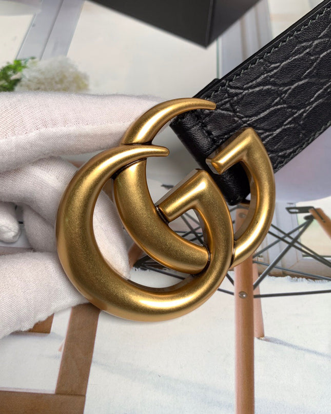 Gucci GG Marmont Caiman Belt With Shiny Buckle 406831