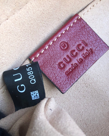 Gucci Marmont Small Shoulder Bag 447632- GG Canvas with Red Leather Trim