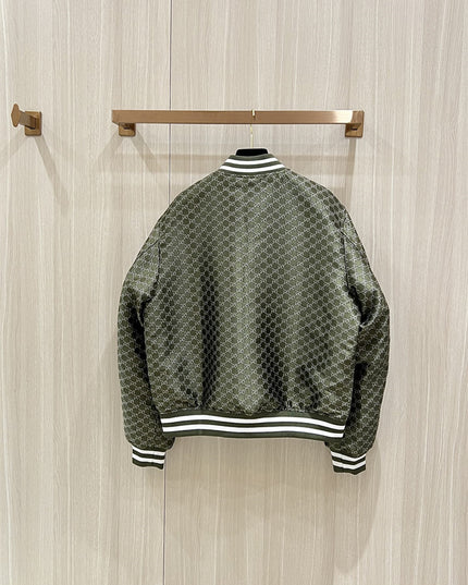 Gucci Green GG Monogram Bomber Jacket