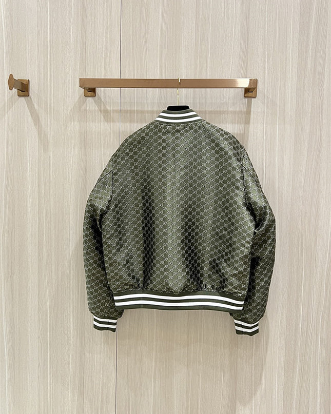 Gucci Green GG Monogram Bomber Jacket