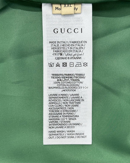 Gucci Green Satin Monogram Bomber Jacket