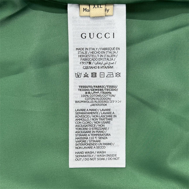 Gucci Green Satin Monogram Bomber Jacket
