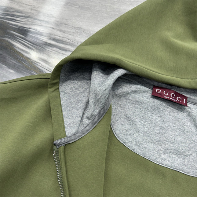 Gucci Green Zip-Up Cotton Hoodie