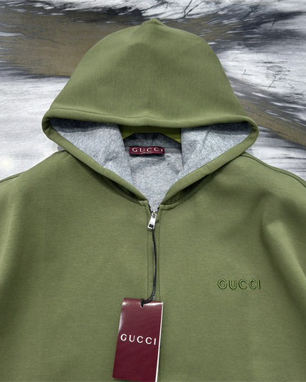 Gucci Green Zip-Up Cotton Hoodie
