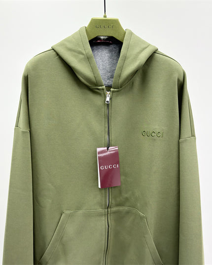 Gucci Green Zip-Up Cotton Hoodie
