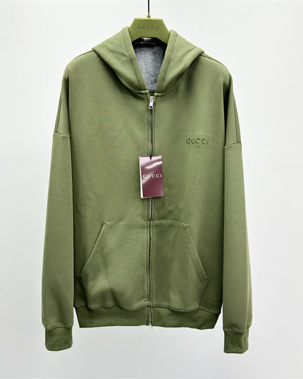 Gucci Green Zip-Up Cotton Hoodie