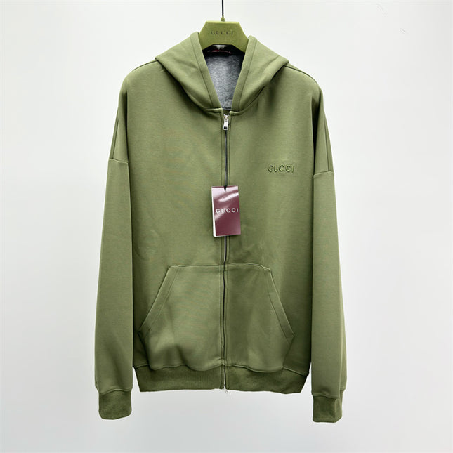 Gucci Green Zip-Up Cotton Hoodie