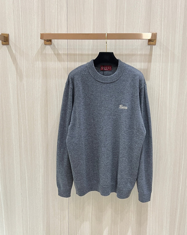 Gucci Grey Cotton Logo Crewneck Sweatshirt