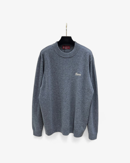 Gucci Grey Cotton Logo Crewneck Sweatshirt