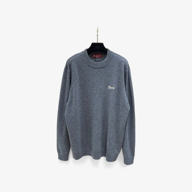 Gucci Grey Cotton Logo Crewneck Sweatshirt