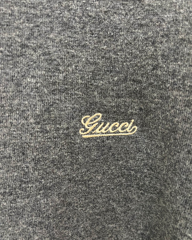Gucci Grey Cotton Logo Crewneck Sweatshirt