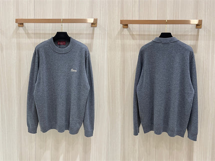 Gucci Grey Cotton Logo Crewneck Sweatshirt