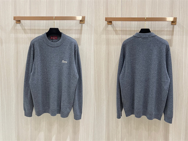 Gucci Grey Cotton Logo Crewneck Sweatshirt
