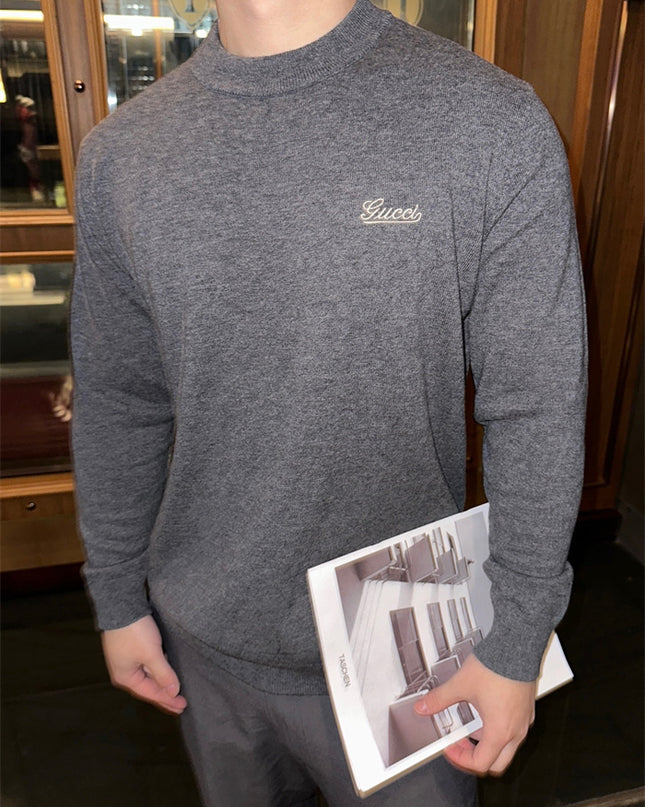 Gucci Grey Cotton Logo Crewneck Sweatshirt