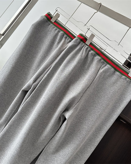 Gucci Grey Knit Pants with Web Waistband