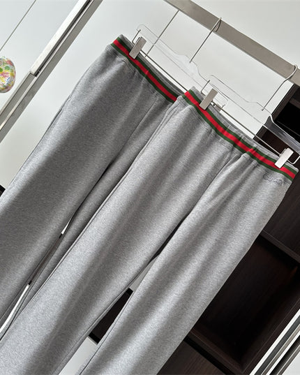 Gucci Grey Knit Pants with Web Waistband