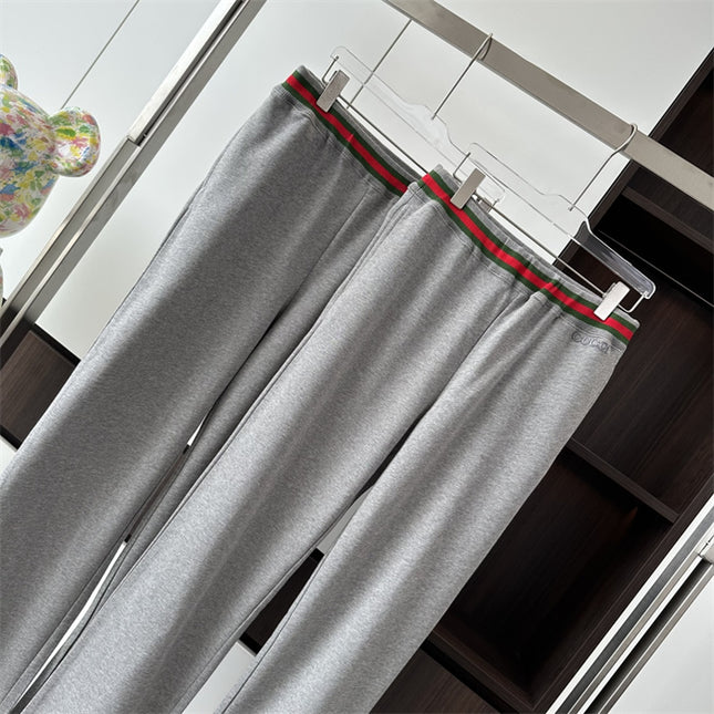 Gucci Grey Knit Pants with Web Waistband