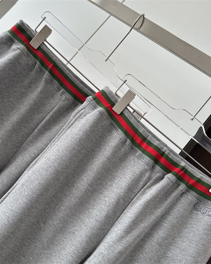 Gucci Grey Knit Pants with Web Waistband