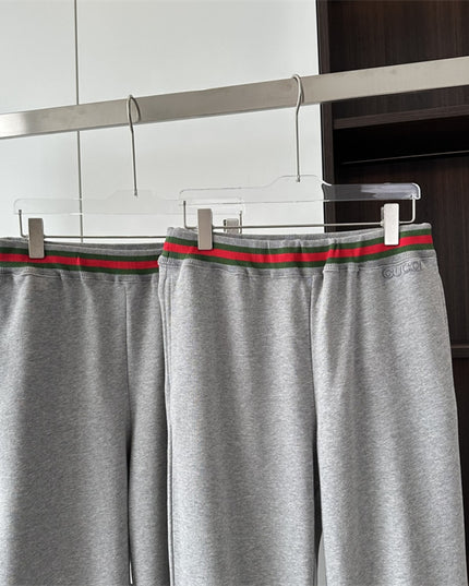 Gucci Grey Knit Pants with Web Waistband