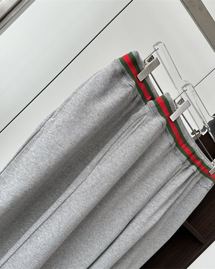 Gucci Grey Knit Pants with Web Waistband