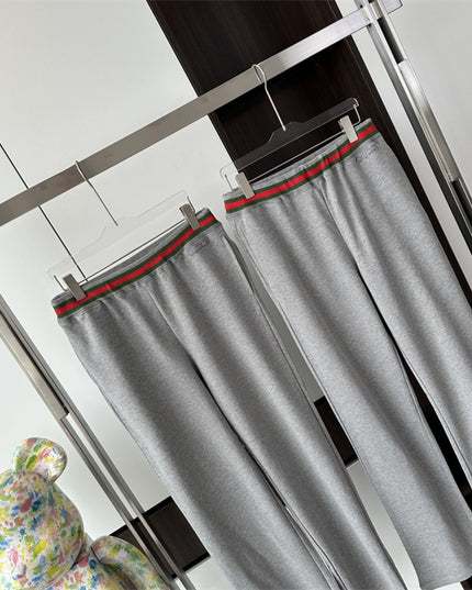 Gucci Grey Knit Pants with Web Waistband