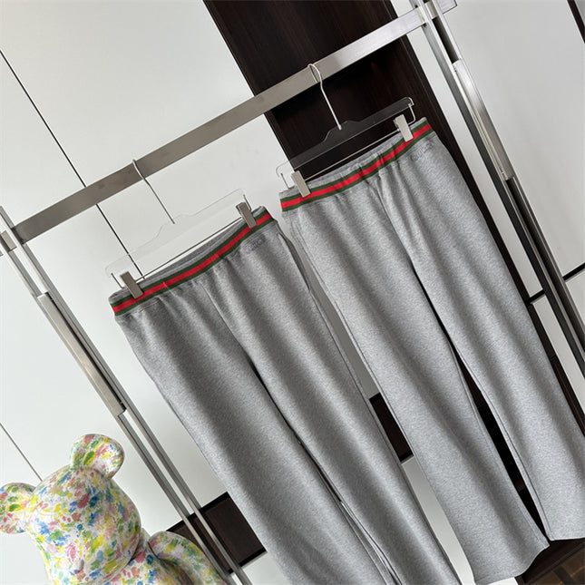 Gucci Grey Knit Pants with Web Waistband