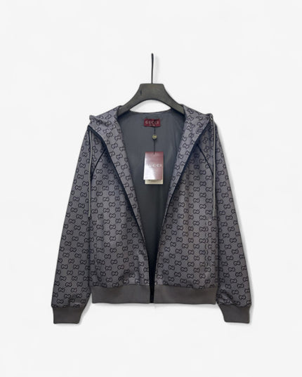 Gucci Grey Monogram Zip-Up Hoodie