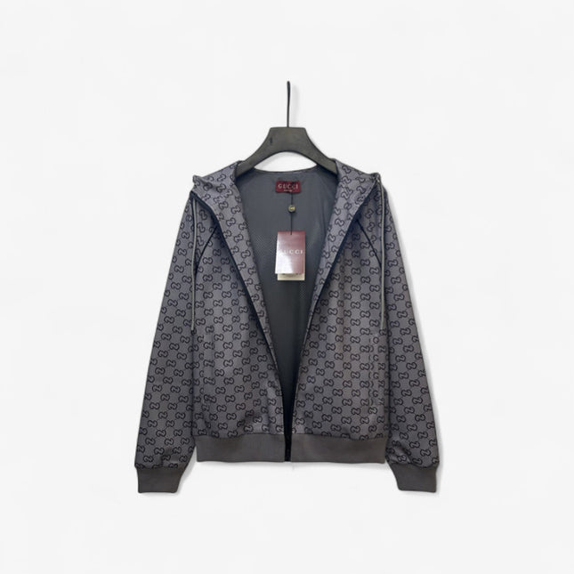 Gucci Grey Monogram Zip-Up Hoodie