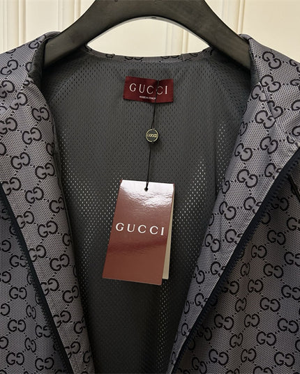 Gucci Grey Monogram Zip-Up Hoodie