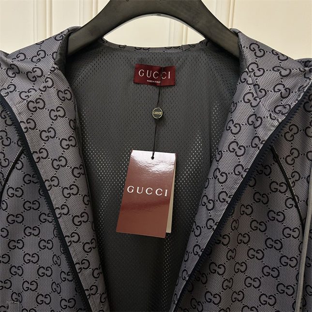 Gucci Grey Monogram Zip-Up Hoodie