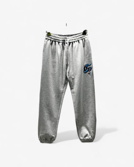 Gucci Grey Sweatpants with Blue Snake GG Embroidery