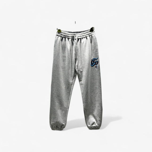 Gucci Grey Sweatpants with Blue Snake GG Embroidery