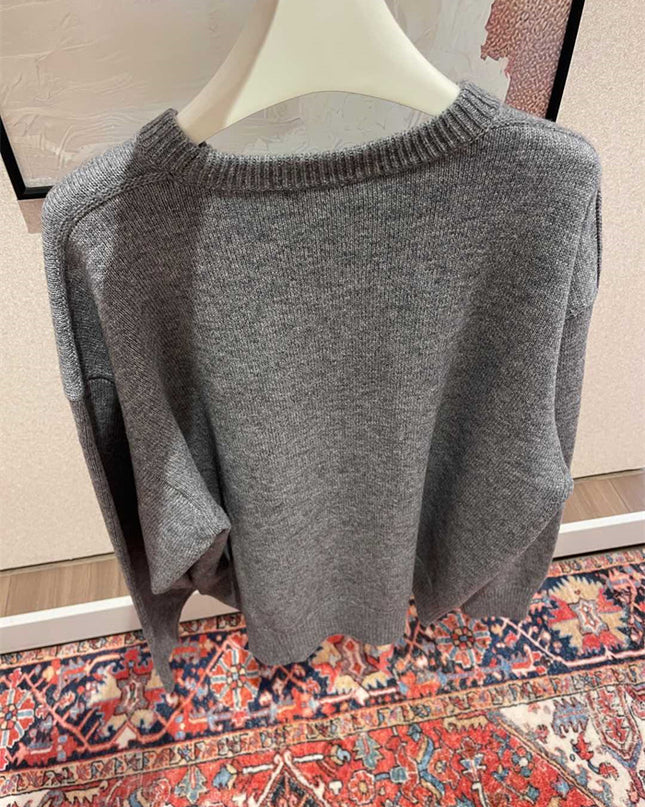 Gucci Grey Wool Sweater with Red Serpent Motif