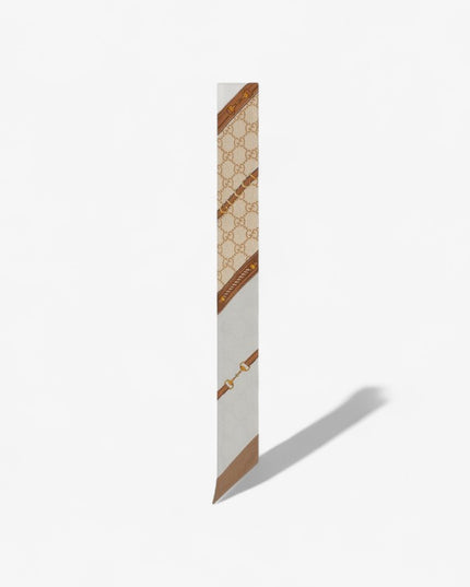 Gucci Heritage Print Silk Twill Ribbon – Beige & Ivory
