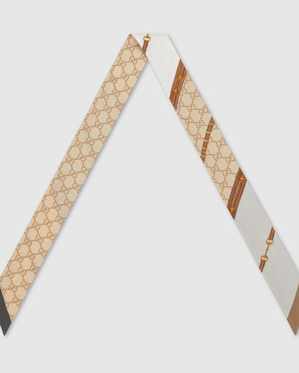 Gucci Heritage Print Silk Twill Ribbon – Beige & Ivory