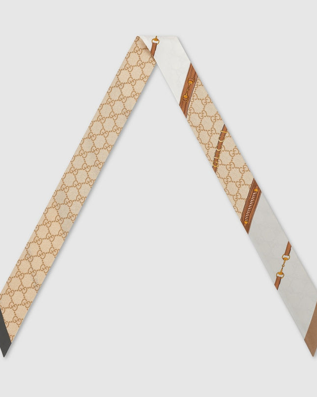 Gucci Heritage Print Silk Twill Ribbon – Beige & Ivory