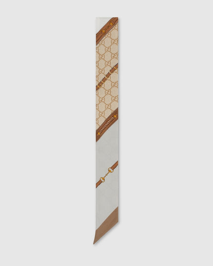 Gucci Heritage Print Silk Twill Ribbon – Beige & Ivory