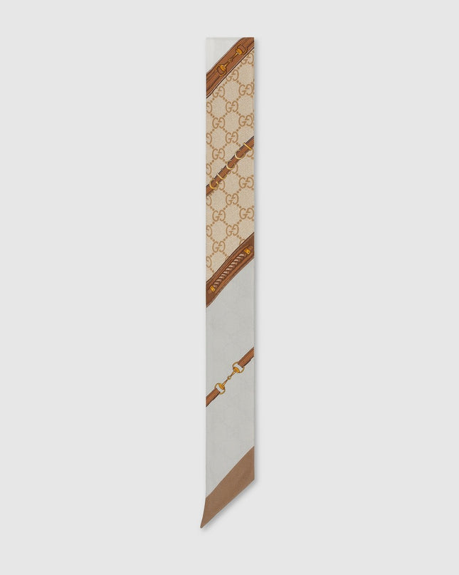 Gucci Heritage Print Silk Twill Ribbon – Beige & Ivory
