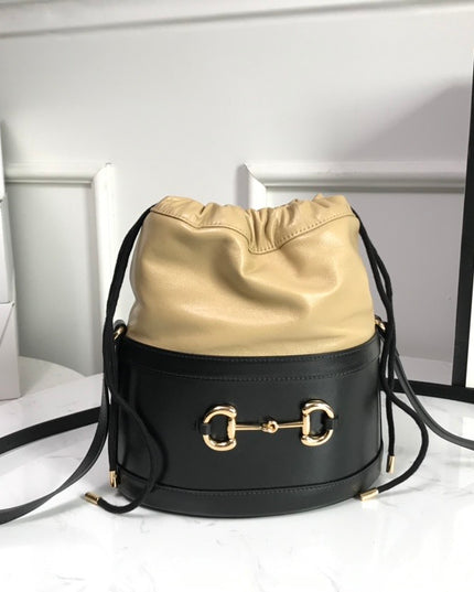 Gucci Horsebit 1955 Bucket Bag 602118 - Beige/Black