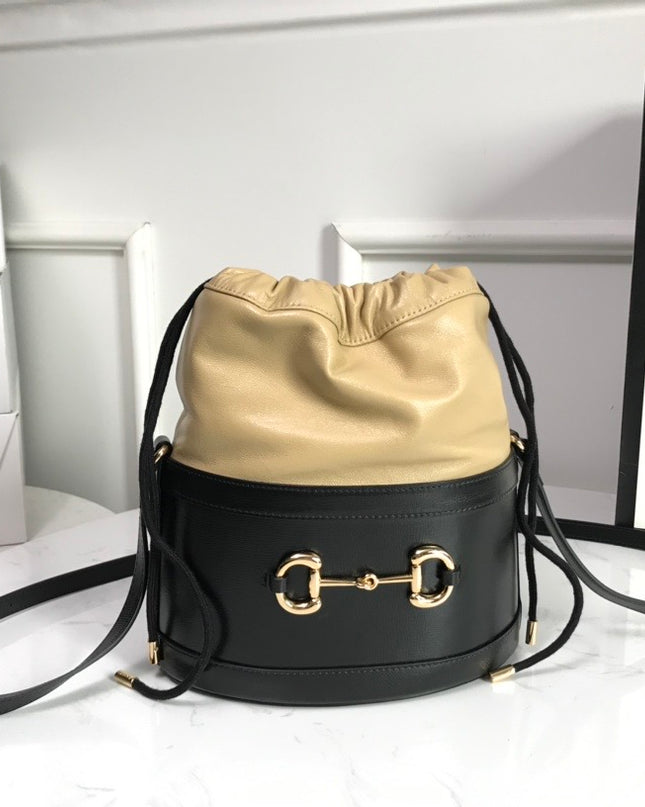 Gucci Horsebit 1955 Bucket Bag 602118 - Beige/Black