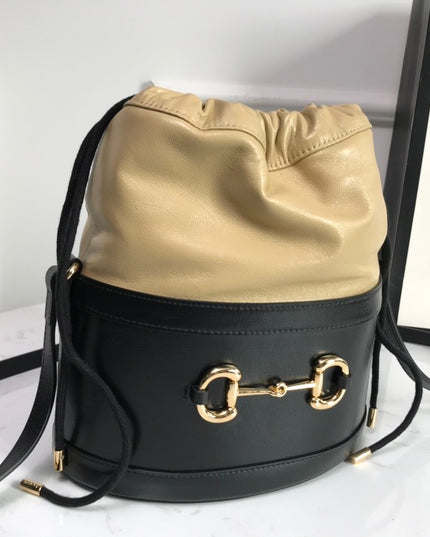 Gucci Horsebit 1955 Bucket Bag 602118 - Beige/Black