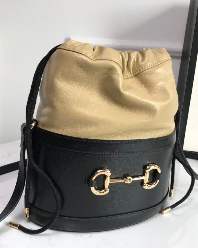 Gucci Horsebit 1955 Bucket Bag 602118 - Beige/Black