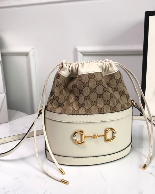 Gucci Horsebit 1955 Bucket Bag 602118 - Cream/Browm