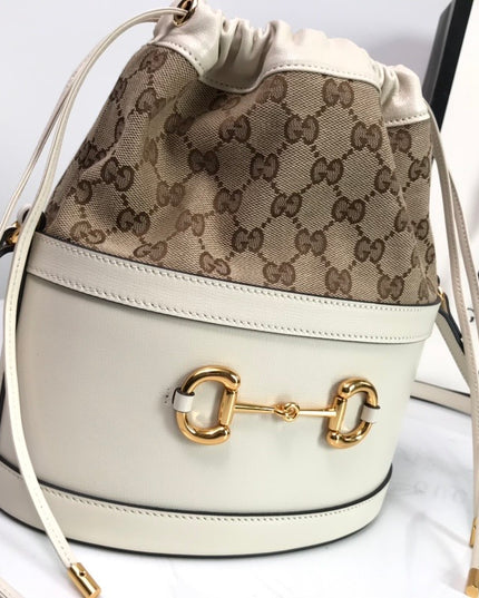 Gucci Horsebit 1955 Bucket Bag 602118 - Cream/Browm