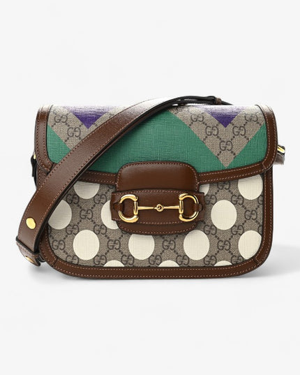 Gucci Horsebit 1955 GG Shoulder Bag – Multicolor Geometric & Polka Dot Print