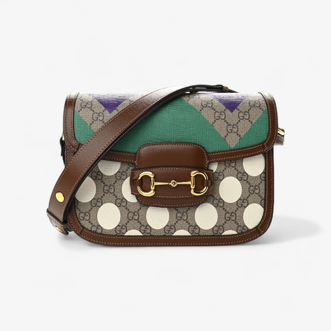 Gucci Horsebit 1955 GG Shoulder Bag – Multicolor Geometric & Polka Dot Print