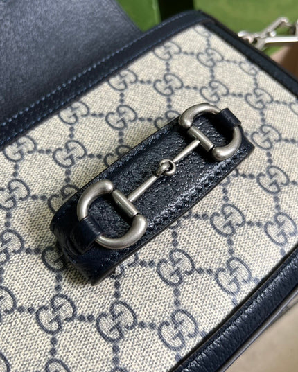 Gucci Horsebit 1955 GG Mini Bag – Navy with Web Strap